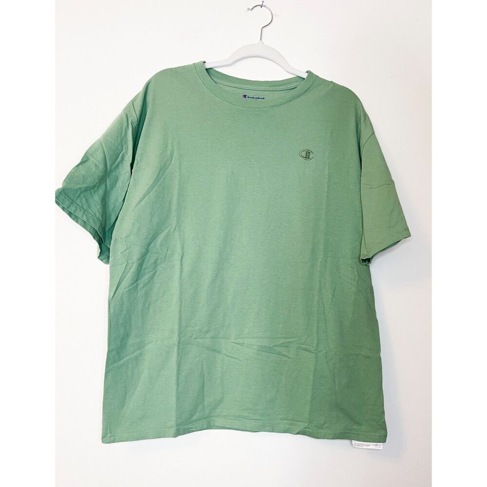Champion Heritage Green Embroidered Logo T-Shirt XL 100% Cotton Crew Neck